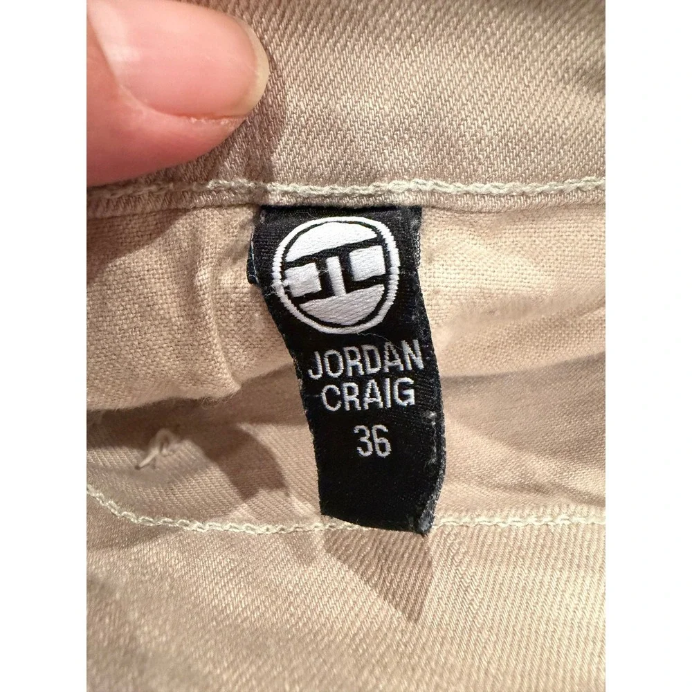 Jordan Craig Mens Distressed Denim Shorts Tan Sand Rip & Repair J3187S Size 36